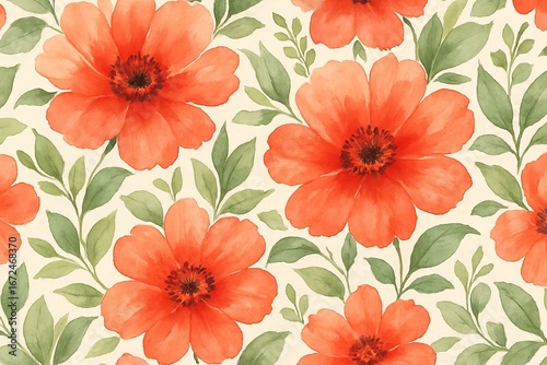 Wallpaper Mural Seamless watercolor floral pattern Repeating flower design for background fabric and print Soft artistic floral texture Torontodigital.ca