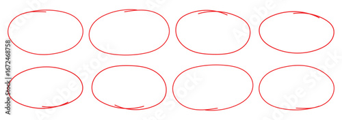 Handdrawn doodle circle highlights. Hand drawn scribble circles. Highlight circles set. Scribble ovals, circle and highlight text. Free pencil round lines. Round brush mark. eps 10