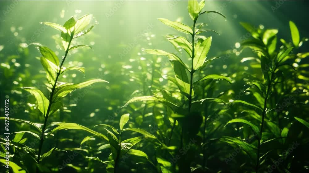 Sunlight Through Bush Leaves