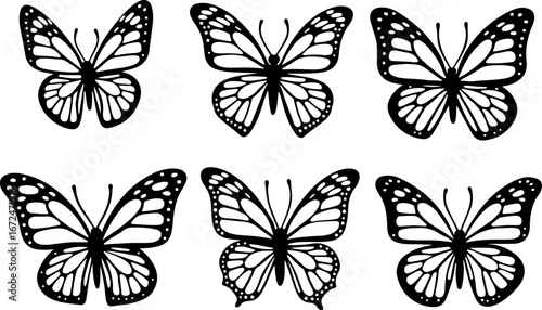 Elegant Butterfly Silhouette Vector Set" vector bundle