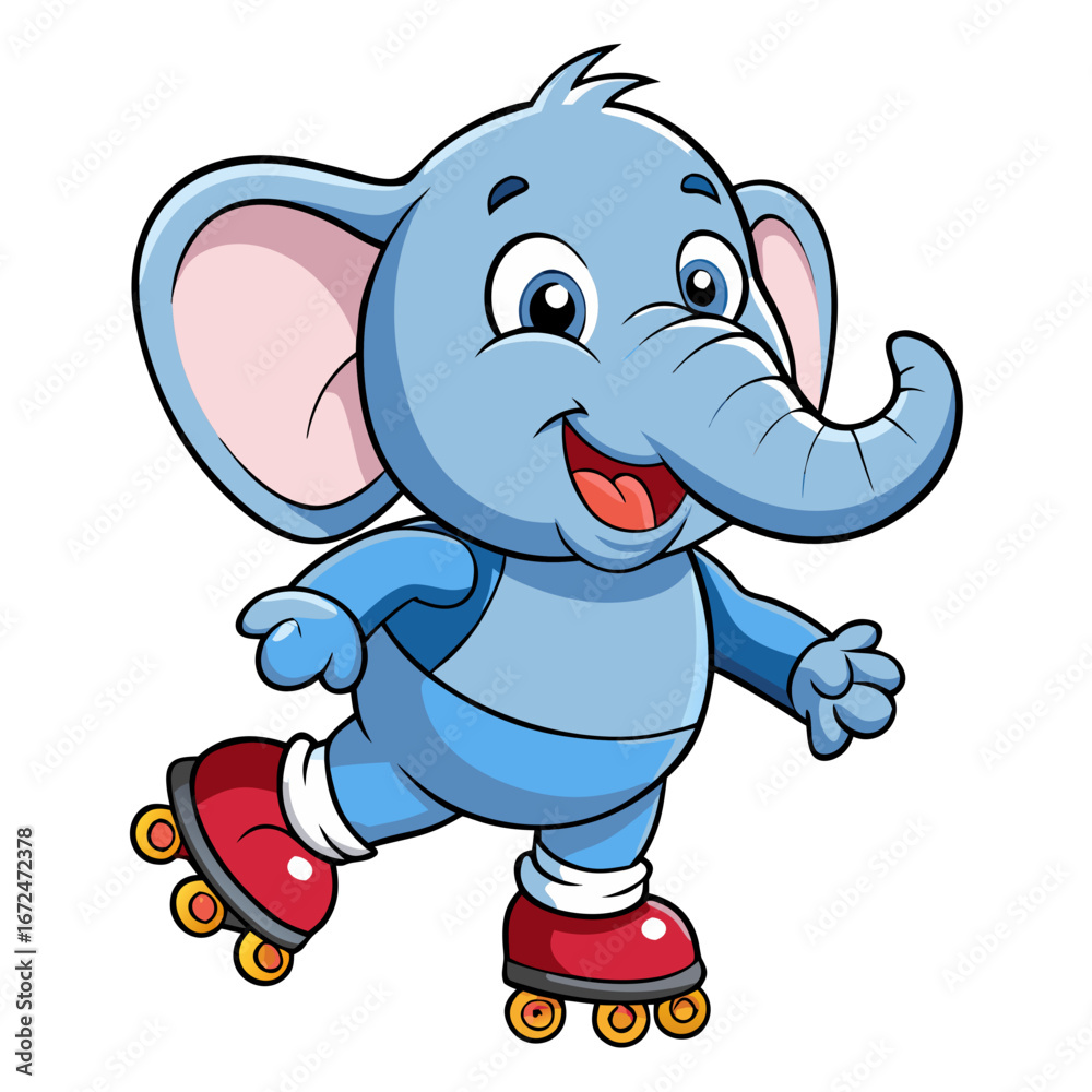 Obraz premium Happy Cartoon Elephant Skater 