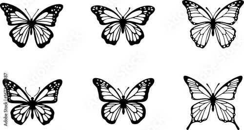 Elegant Butterfly Silhouette Vector Set" vector bundle