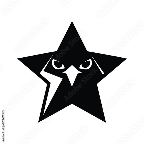 silhouette of a falcon face with angular eyes