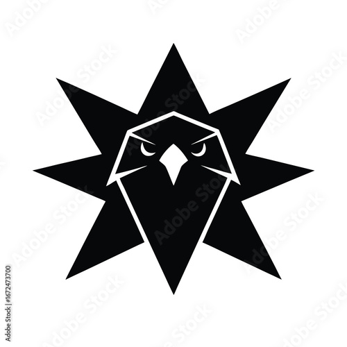 silhouette of a falcon face with angular eyes
