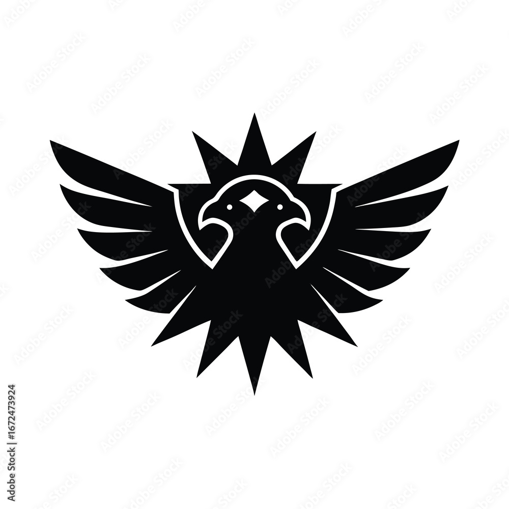 Obraz premium silhouette of a falcon face with spread wings