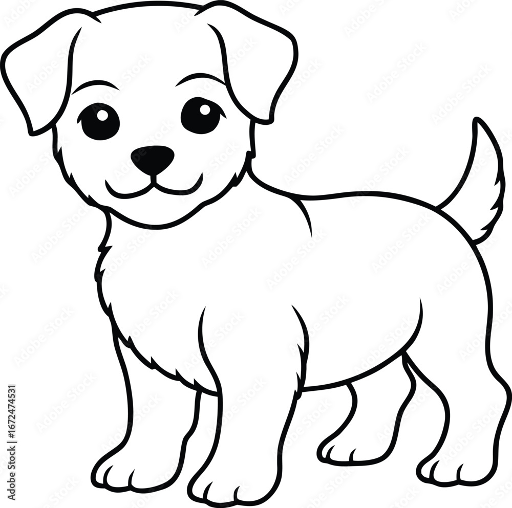 Naklejka premium Adorable minimalist puppy outline illustration for pet lovers isolated on white background isolated on transparent background