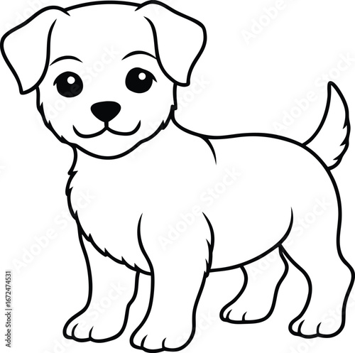 Adorable minimalist puppy outline illustration for pet lovers isolated on white background isolated on transparent background