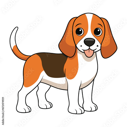 Beagle Dog White Background Vector Illustration