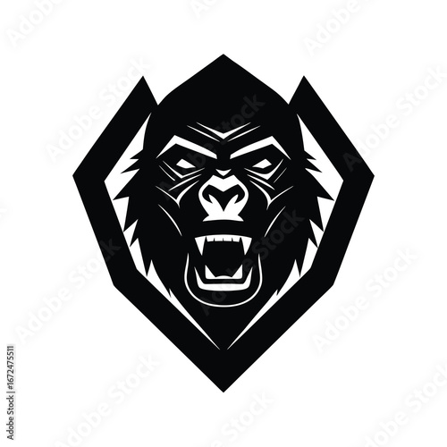 silhouette of a gorilla face with intense expression