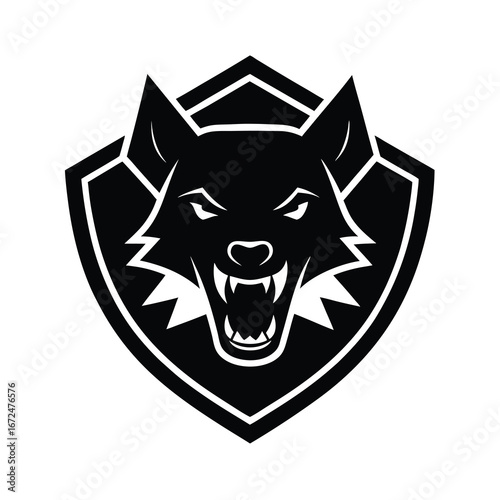 silhouette of a hyena face with sharp teeth inside