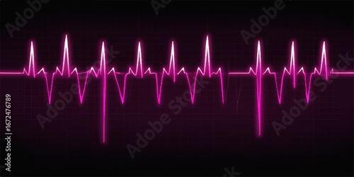 Digital heart rate cardiogram on a sound wave background