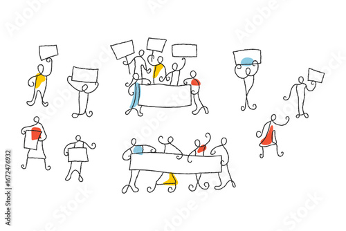 Marching Crowd minimalist vector illustration