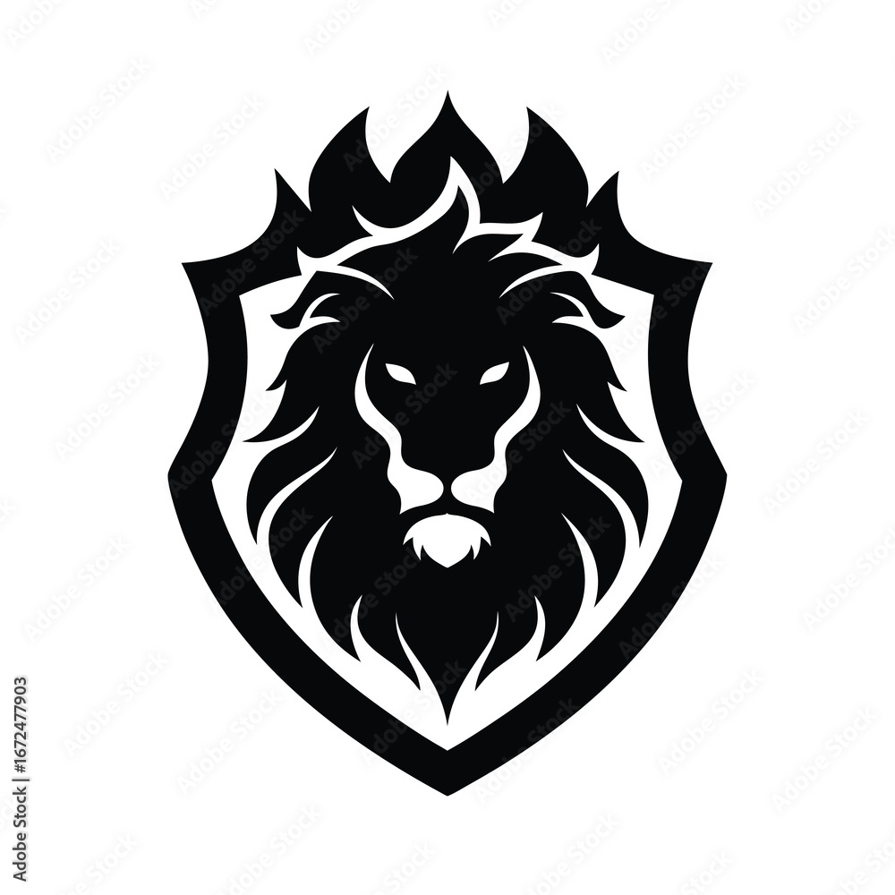Obraz premium silhouette of a lion face with mane shaped 