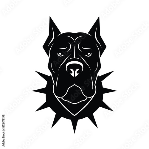 silhouette of a mastiff dog face with spiked