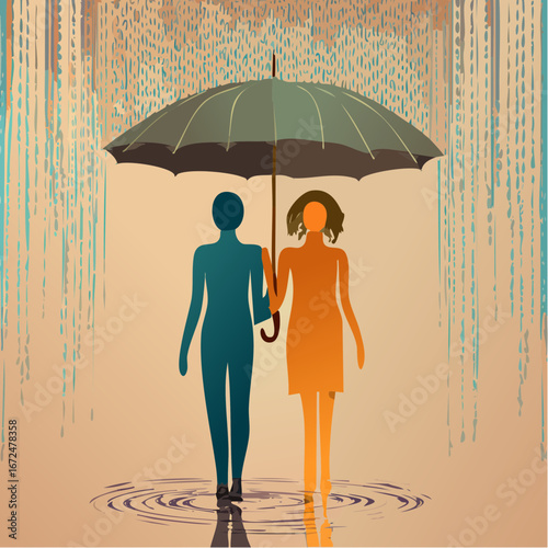 umbrella of shared warmth rainy shelter