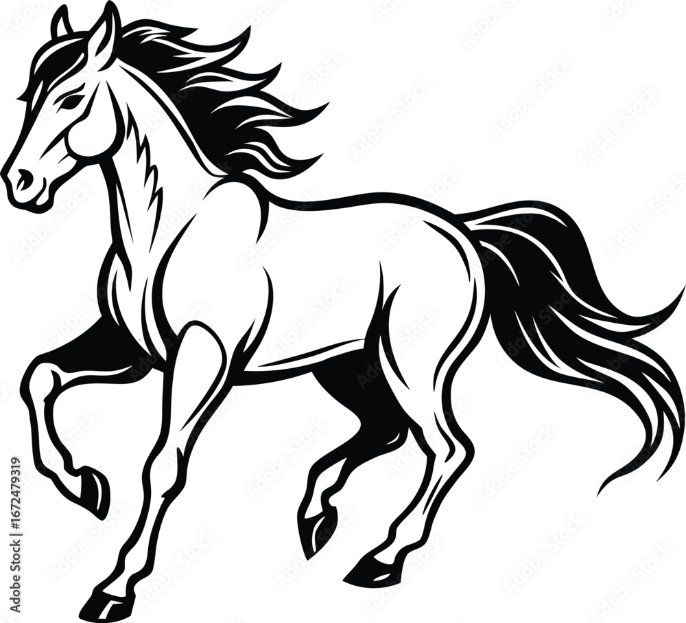 Obraz premium Powerful elegant running wild horse silhouette vector design isolated on white background isolated on transparent background