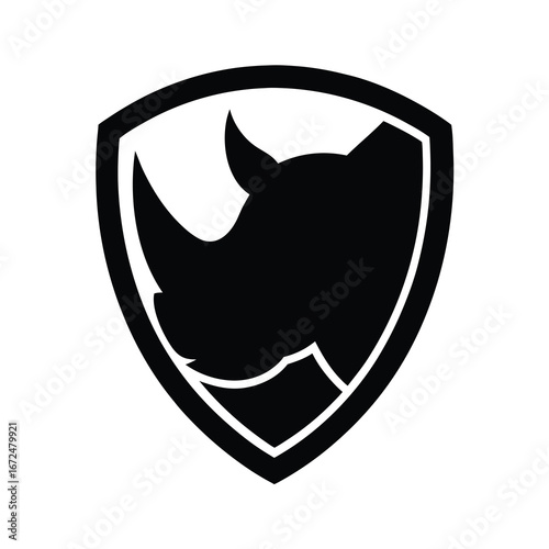 silhouette of a rhino head with circular outline