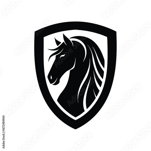 silhouette of a stallion horse face with flowing