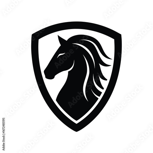 silhouette of a stallion horse face with flowing