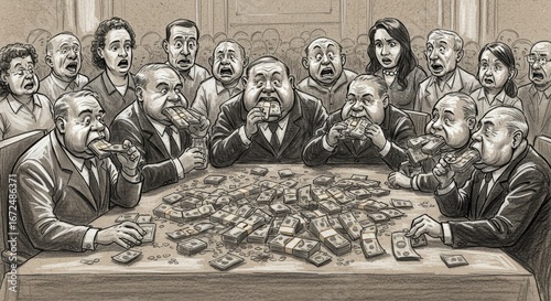 Greed and Corruption: Eating Money Illustration