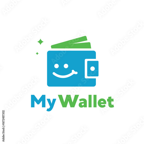 Cute payment wallet in flat style. Illustration of a wallet logo with money. Suitable for posters and web icons.