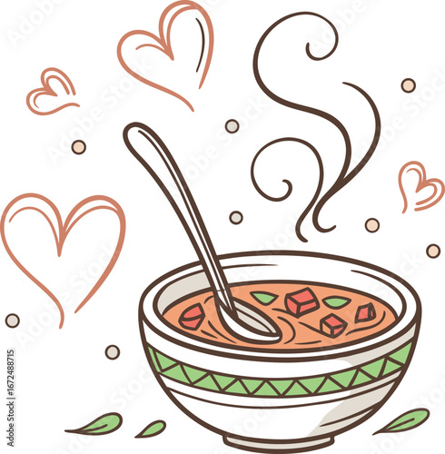 Warm Soup Bowl Illustration – Cozy Winter Comfort Food Clipart