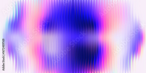 Ripple glass gradient texture, elongated vertical ribs in soft pastel haze, vivid blue core. Minimal luminous surface, delicate reflective detail, vector illustration.