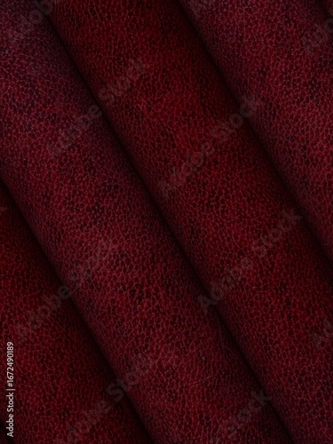 Supple Dark Red Leather Material Rolled for Production Use
