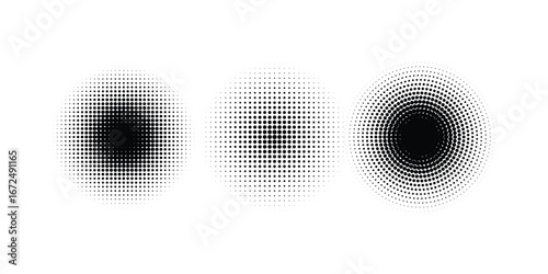 Set of black halftone dots backgrounds. vector modern dots halftone abstract Curved lines. Futuristic technology concept. modern
