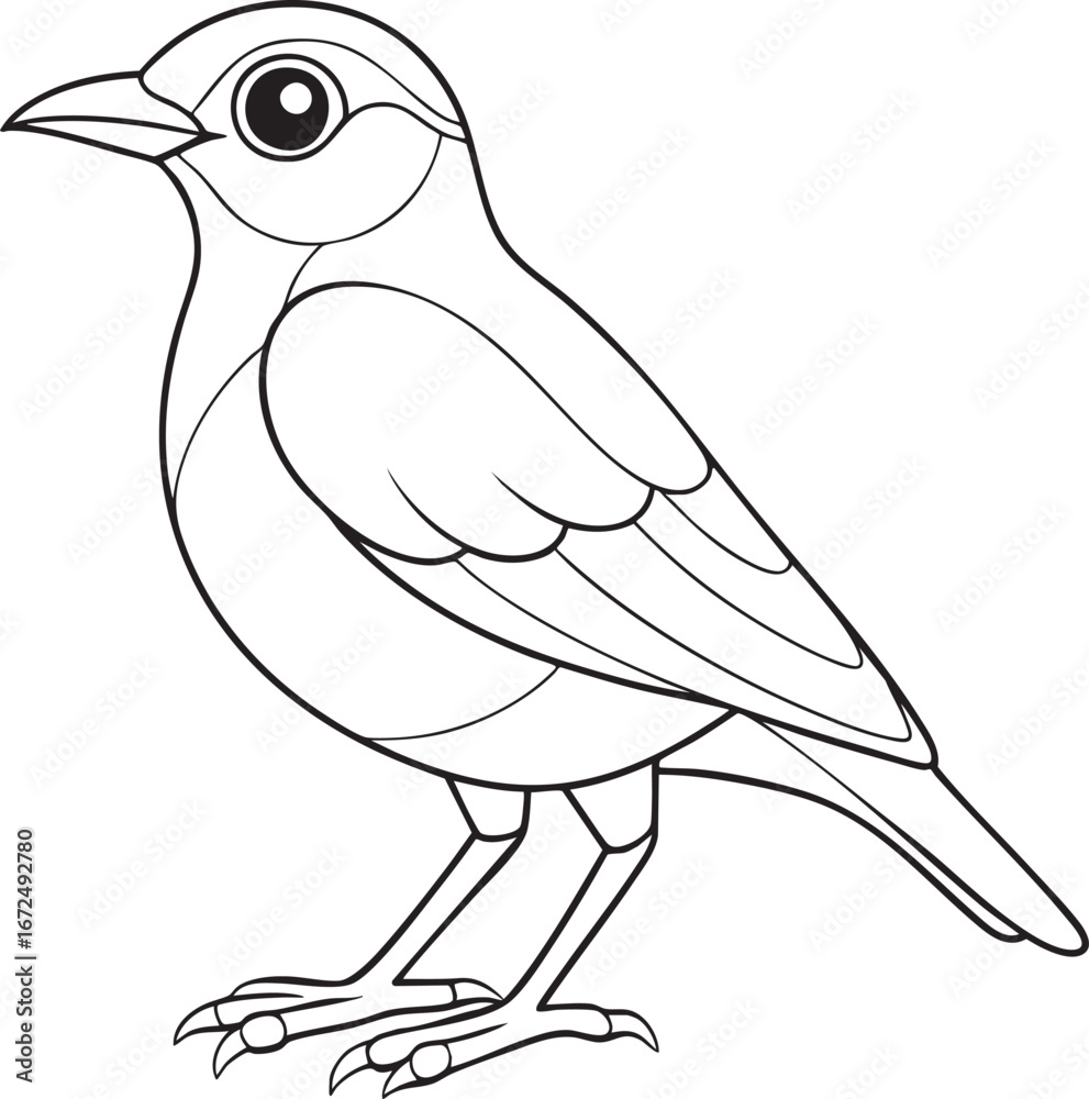 Obraz premium A simple line art drawing of a beautiful bird outline an adorable animal in nature wildlife