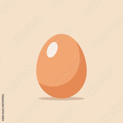 Simple flat design illustration featuring a single brown chicken egg, representing a fundamental food ingredient