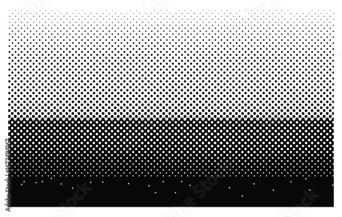 Dynamic black and white halftone pattern with gradient effect, perfect for modern design backgrounds, adding visual interest to any project with a retro aesthetic