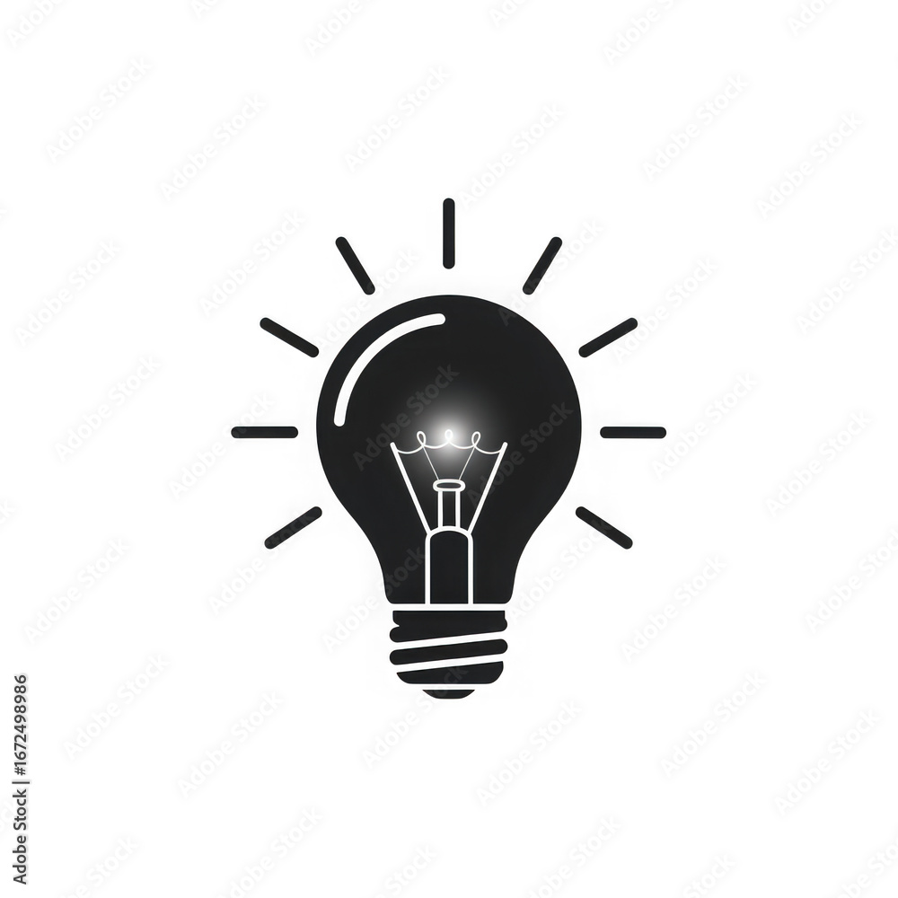 Classic incandescent light bulb glowing brightly emitting rays of light symbolizing innovation Classic incandescent light bulb glowing brightly emitting rays of light symbolizing innovation