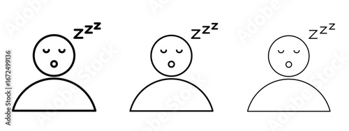 Zzz icon in outline stroke style symbol.
