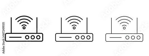 Wifi modem icon in outline stroke style symbol.