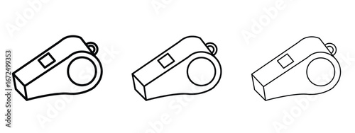 Whistle icon in outline stroke style symbol.