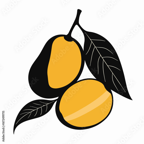 Sweet Marang Fruit Vector Illustration with Leaves"