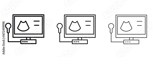 Ultrasonography icon in outline stroke style symbol.