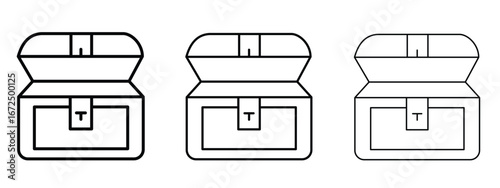 Treasure chest icon in outline stroke style symbol.