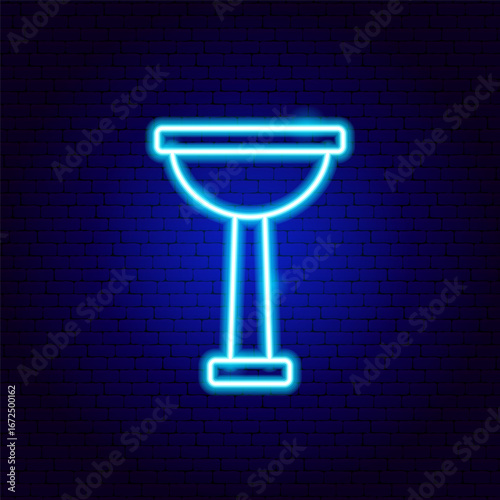 Water Sink Neon Sign. Vector Illustration of Bright Plumber Object in Glowing Style. Washbasin Led Lamp Icon over Dark Blue Brick Background.