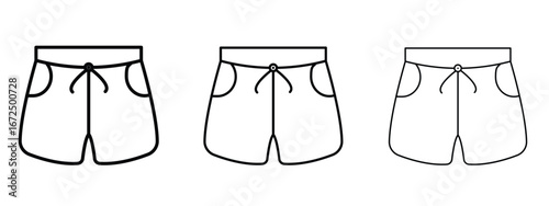 Swim shorts icon in outline stroke style symbol.
