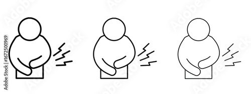 Stomachache icon in outline stroke style symbol.