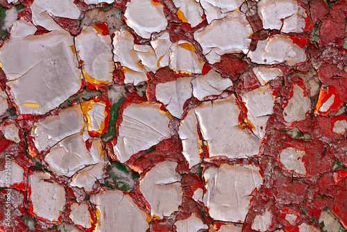 Old wall with cracked layers of paint