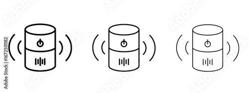 Smart speaker icon in outline stroke style symbol.