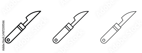 Scalpel icon in outline stroke style symbol.
