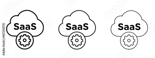SaaS icon in outline stroke style symbol.