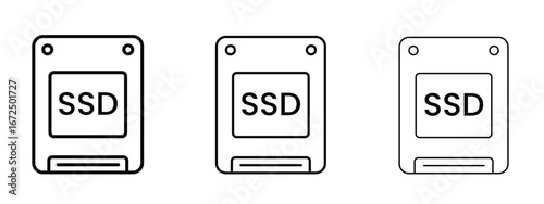 SSD drive icon in outline stroke style symbol.
