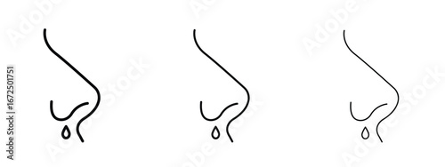Runny nose icon in outline stroke style symbol.