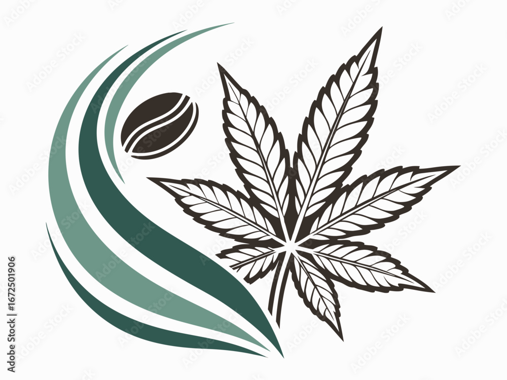 Fototapeta premium Cannabis and Coffee: A Synergistic Design