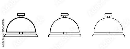 Reception bell icon in outline stroke style symbol.